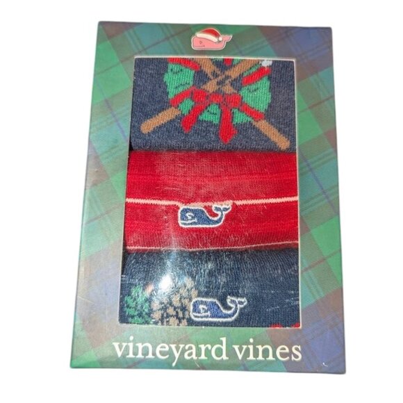 NEW Vineyard Vines 3 Pack Wreath & Skis Sock Gift Box Set Christmas Mens Pima - Picture 4 of 4